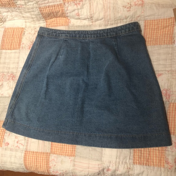 American Apparel Button Front Denim A-line Skirt - Picture 3 of 4